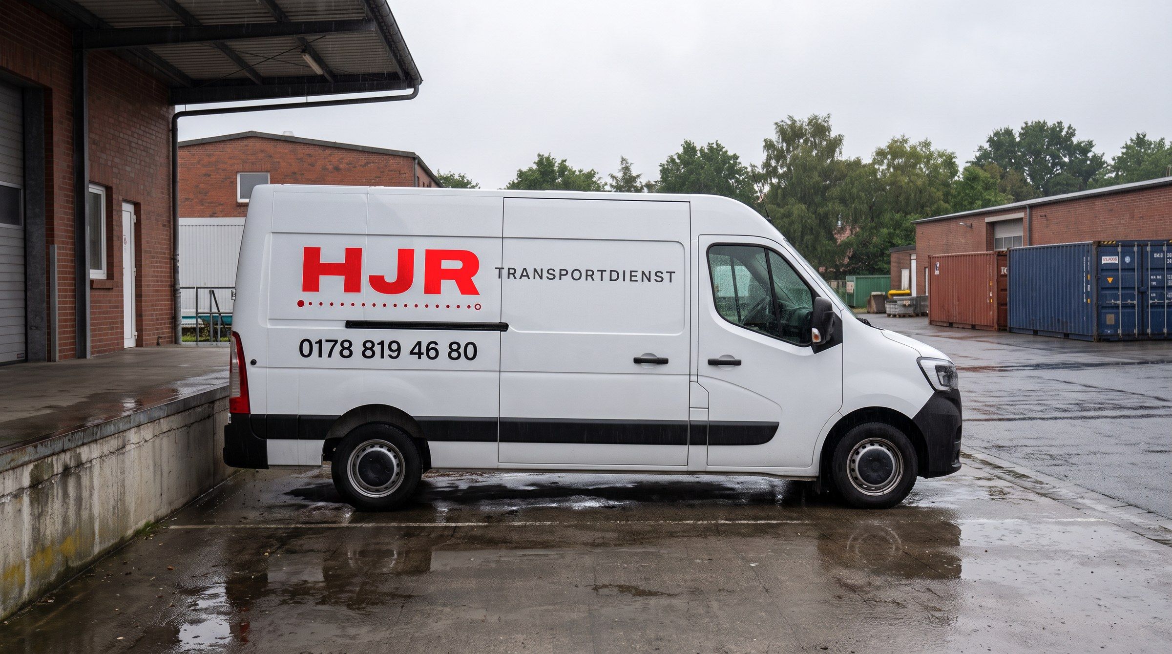 HJR van on a logistics yard next to the loading dock